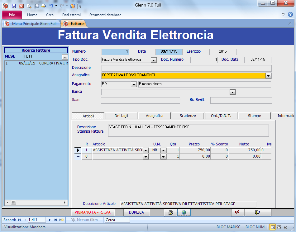 22FFE01_Fattura Vendita Elettronica